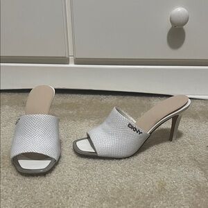White Textured Women's Heels